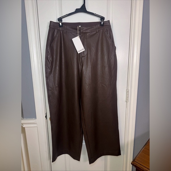 Splendid Collection Women’s Faux Leather Pants‎ Size 12 Color Brown - Picture 4 of 14